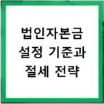 법인자본금 설정 기준과 절세 전략