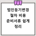법인등기변경 절차 비용 준비서류 쉽게 정리