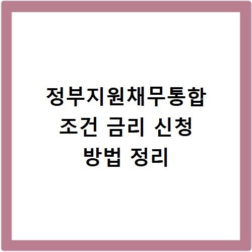 정부지원채무통합 조건 금리 신청 방법 정리