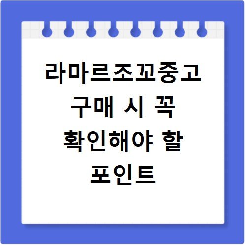 라마르조꼬중고 구매 시 꼭 확인해야 할 포인트