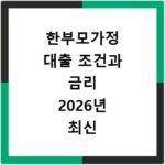 한부모가정 대출 조건과 금리 2026년 최신 정리