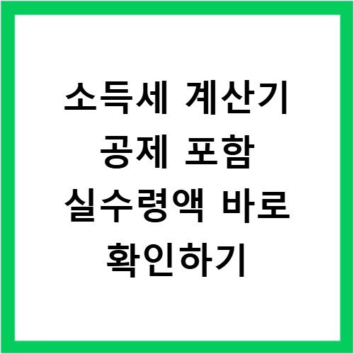 소득세 계산기 공제 포함 실수령액 바로 확인하기