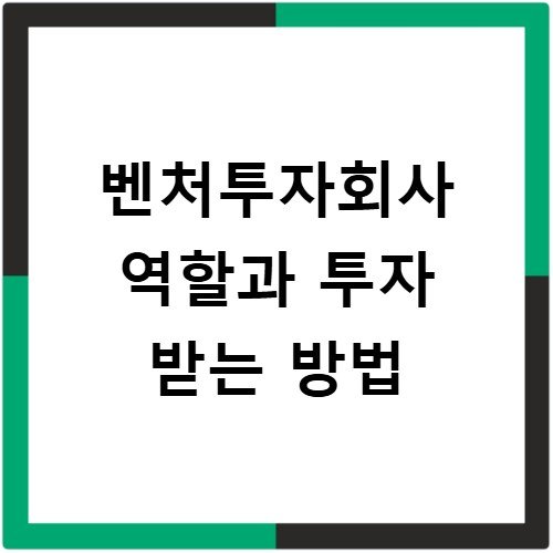 벤처투자회사 역할과 투자 받는 방법
