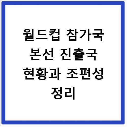 월드컵 참가국 본선 진출국 현황과 조편성 정리