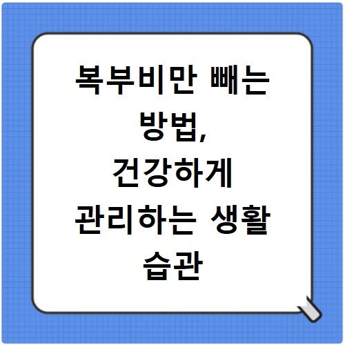 복부비만 빼는 방법, 건강하게 관리하는 생활 습관 알아보기