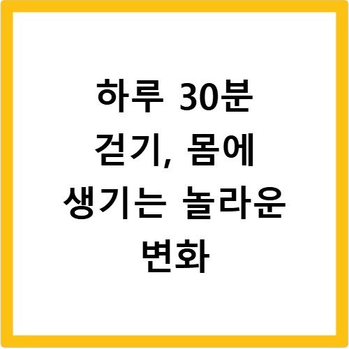 하루 30분 걷기, 몸에 생기는 놀라운 변화